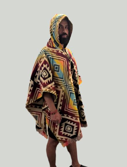 Poncho Unisex One-Size Yellow & Red