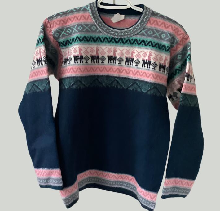 Alpaca Sweater Blue & Pink