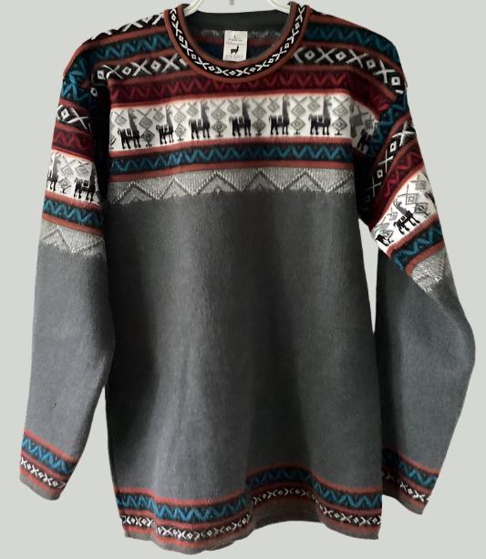 Alpaca Sweater Deep Grey & Terracota