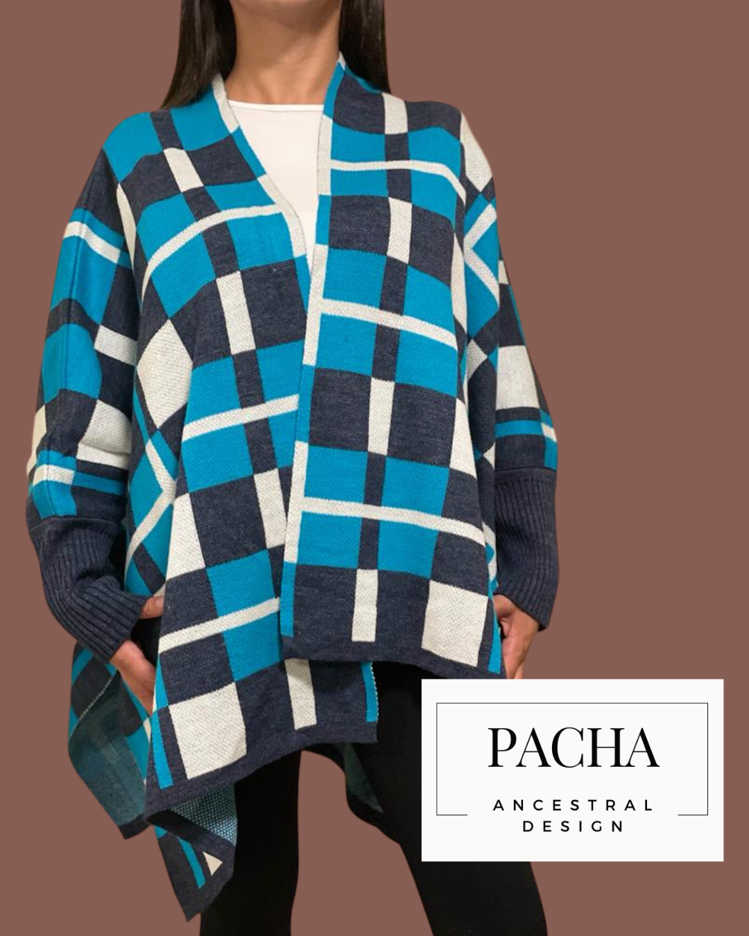 Turquesa & Blue Cardigan Poncho