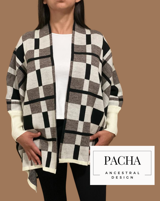 Black & White Cardigan Poncho