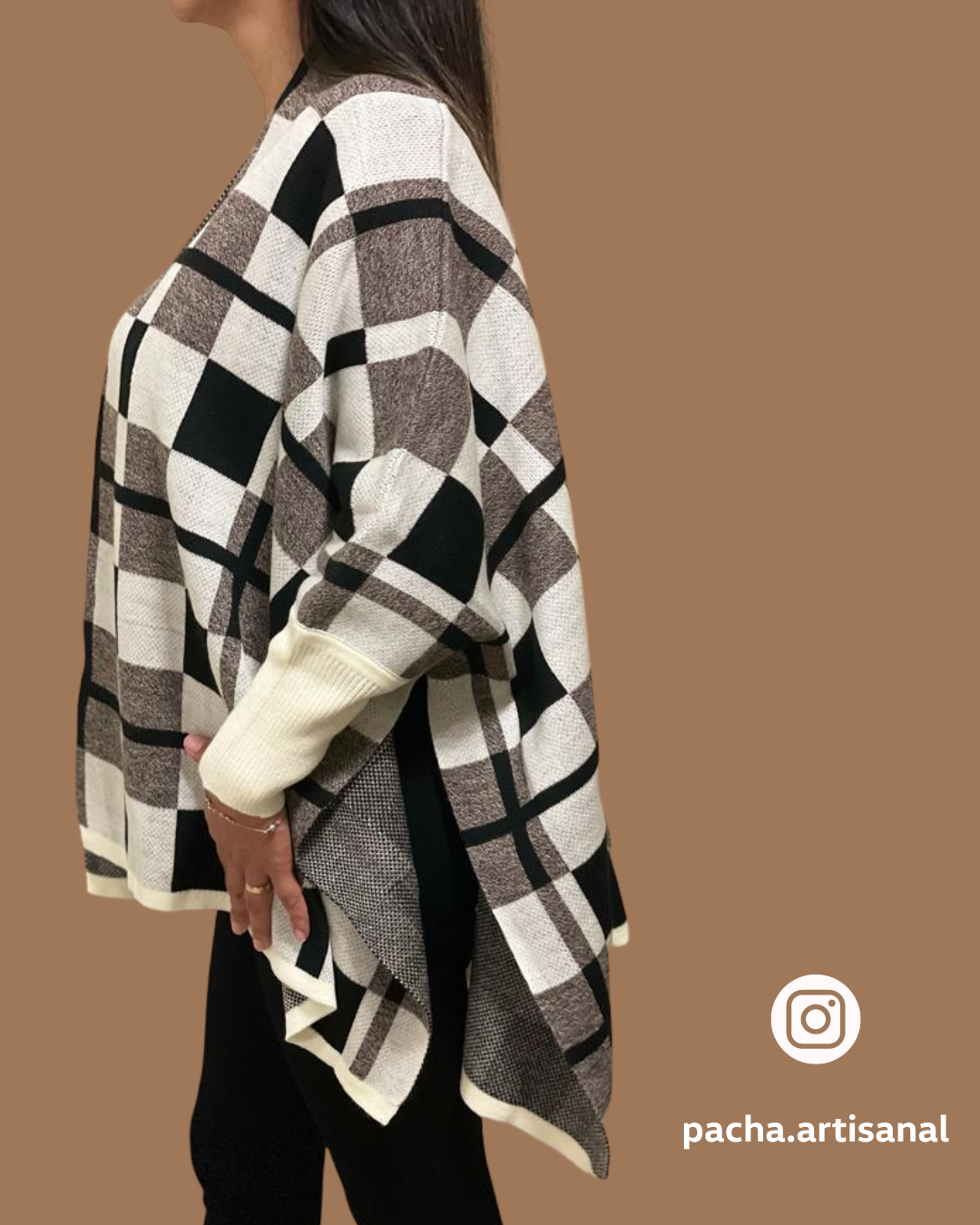 Black & White Cardigan Poncho